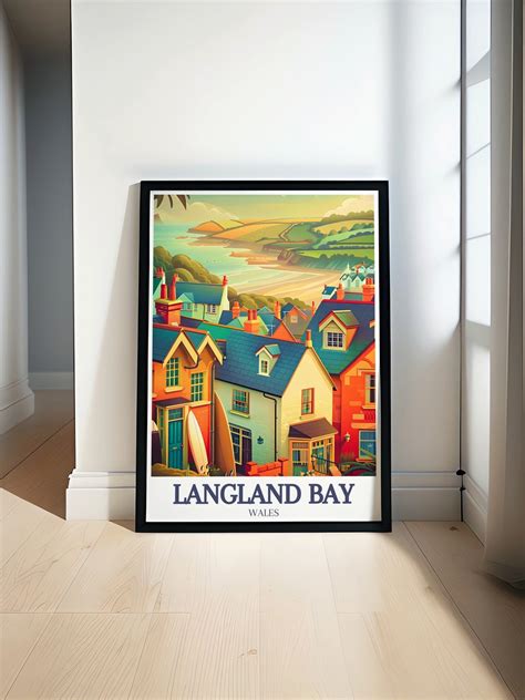 Langland Bay Wall Art Gower Coast Path Travel Poster The Mumbles Print