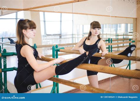 Dancer Is Doing Exercises In Ballet Class Stock Image Image Of