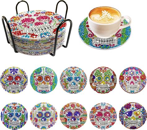 Amazon 10 Pcs Halloween Skull Diamond Coasters Kits DIY Art