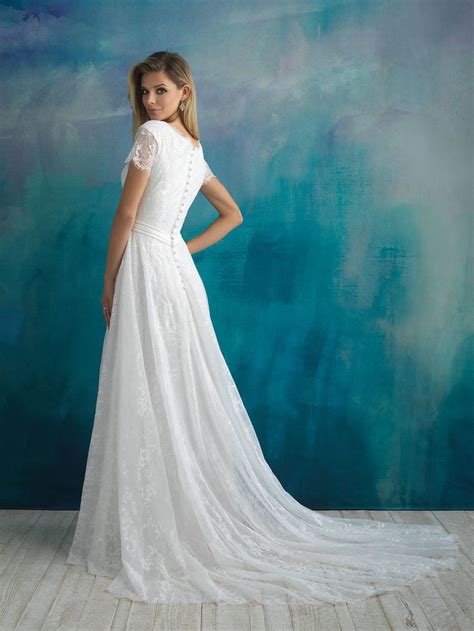 Modest Wedding Dress Perfect For Lds Temple Wedding Lace Aline With Cap