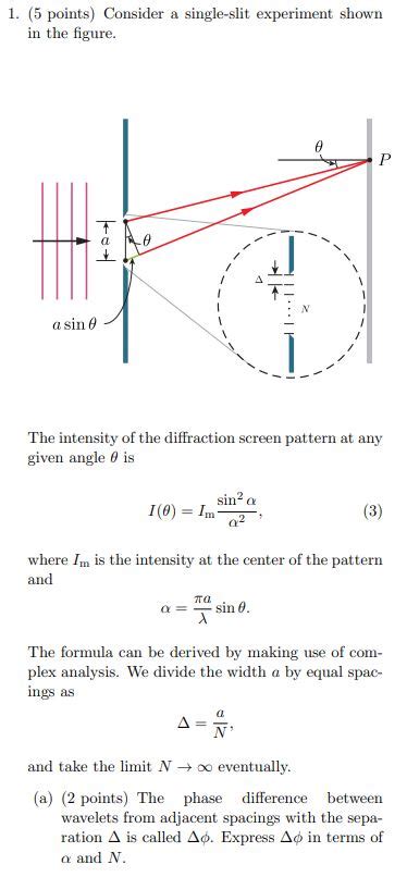 Solved 1 5 Points Consider A Single Slit Experiment Shown