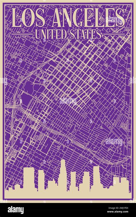 Road Network Poster Of The Downtown Los Angeles United States Of