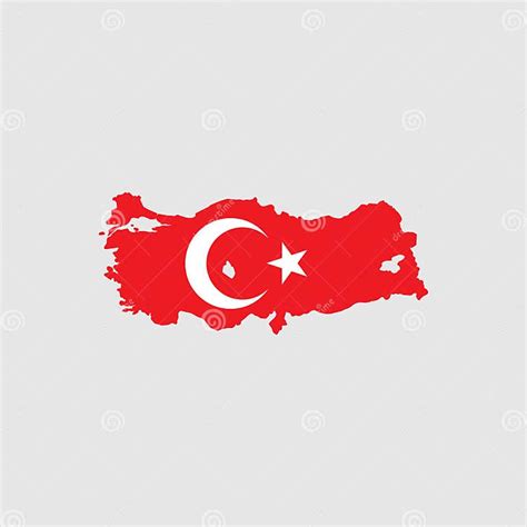 High Detailed Map Of Turkey With Turkish Flag Stock Vector