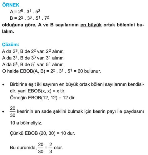 Ebob ve Ekok konu anlatımı test soruları çözümleri 9 Sınıf