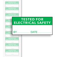 Tested For Electrocal Safety By Date Labels Green On White SKU QC