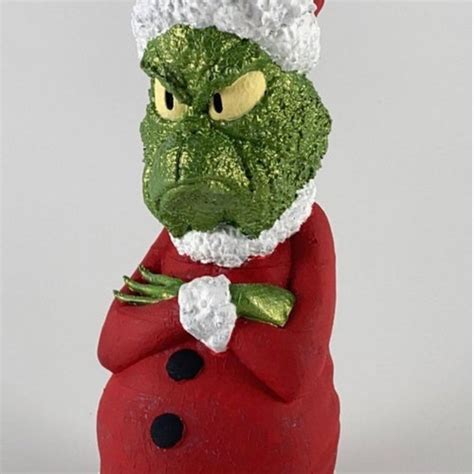 Grinch Christmas Tree Topper Shelf Decor Ba Hum Bug 3d Etsy