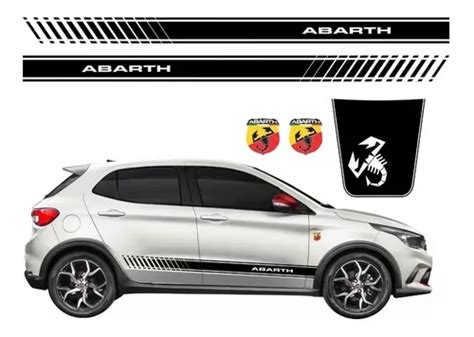 Kit Adesivo Faixa Lateral Capo Para Fiat Argo Abarth Cor Preto