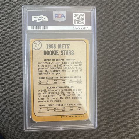 1968 TOPPS 177 METS ROOKIES J KOOSMAN NOLAN RYAN PSA PR 1 EBay