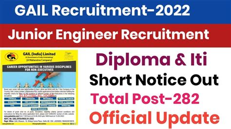 Gail Junior Engineer Foreman Technician Recruitment Out Diploma