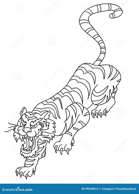 Vetor Japonês Do Projeto Da Tatuagem Do Tigre Ilustração do Vetor