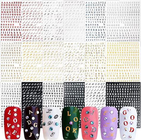 Bofunx Fogli Adesivi Unghie Lettere Nail Art Adesivi Per Unghie