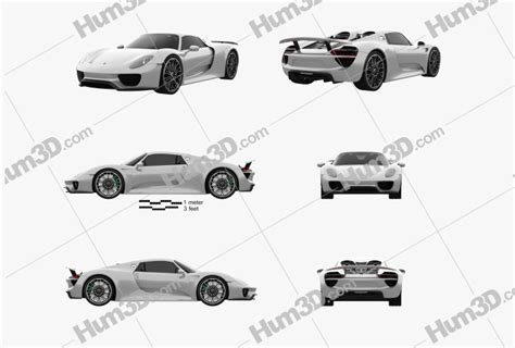 Porsche 918 Spyder 2017 Blueprint Template - 3DModels.org