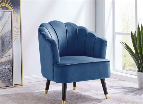 Fauteuil Design En Tissu Velours Bleu Lotus Decoinparis