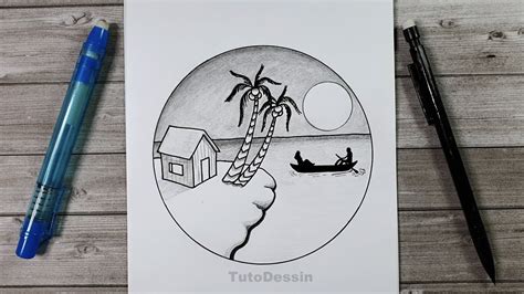 Dessin D Un Paysage Dans Un Cercle Comment Dessiner Une Maison Cot