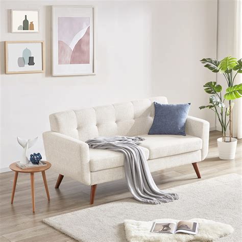 Tbfit 65 W Loveseat Sofa Mid Century Modern Decor Love Seat Couches For Living Room Button