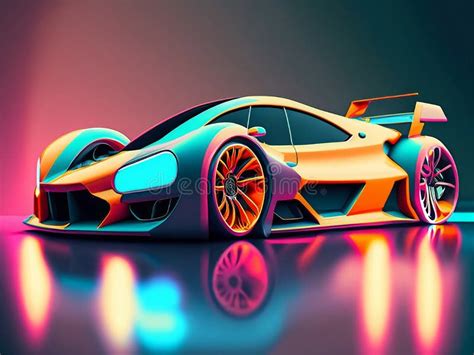 Futuristic Retro Wave Synth Wave Car Retro Sport Car With Neon