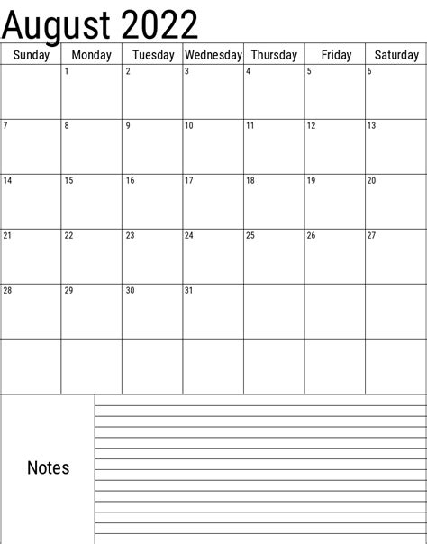 Printable August 2022 Calendar Printablelib
