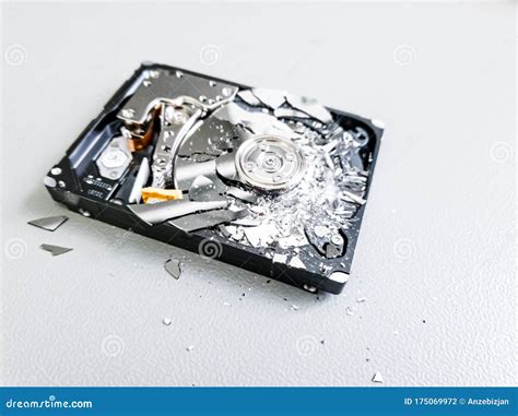 Shattered Platter of Computer Hard Drive Disk. Stock Photo - Image of ...