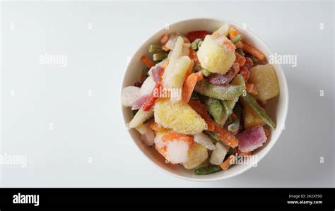 Homemade Frozen Various Vegetables Frozen Vegetable Mix On White