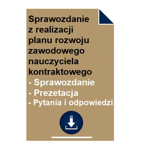 Sprawozdanie Z Realizacji Planu Rozwoju Zawodowego Nauczyciela