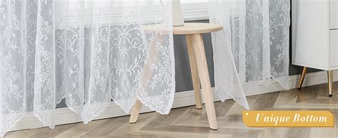 Amazon Wubodti Inch White Lace Curtains With Valances Panel