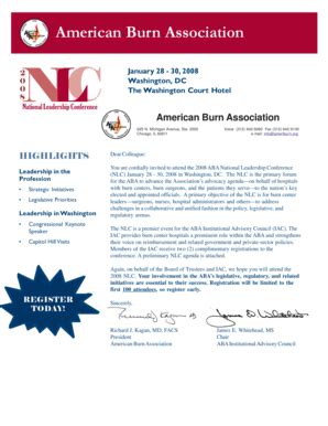 Fillable Online Ameriburn National Leadership Conference Ameriburn