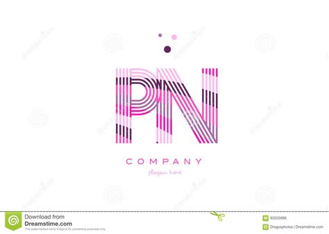 Pn P N Alphabet Letter Logo Pink Purple Line Icon Template Vector Stock