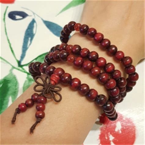 108 Beads Rosary Bracelet 8 Mm Natural Sandalwood Buddhist Buddha Wood