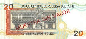 Banknote 20 Nuevos Soles Peru 1994 1995 Issue Wor P 158s