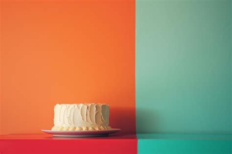 White Cake On A Colorful Background Premium Ai Generated Image