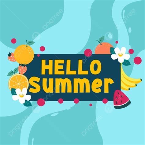 Hello Summer With Tropical Fruits Concept Background Florals Fruits