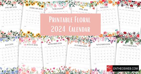 Free Floral Calendar 2024 Printable Pdf Heda Hyacinthia