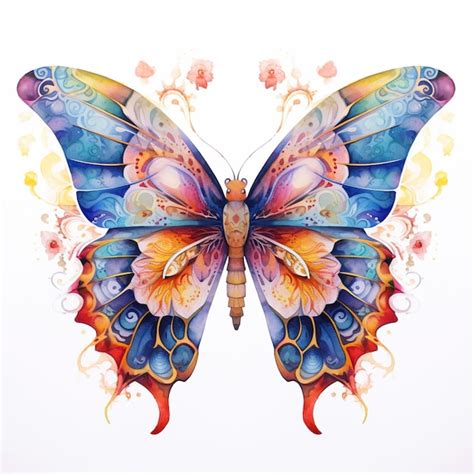 Premium Photo Brightly Colored Butterfly With Swirls And Bubbles On