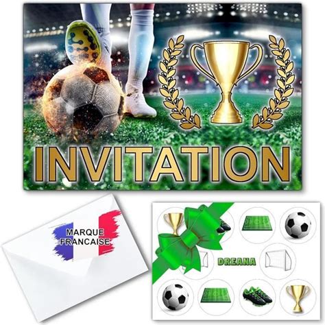 Kit Créatif Carte D Invitation Anniversaire Garçon En Français Sur Le Thème Du Foot Pour 10