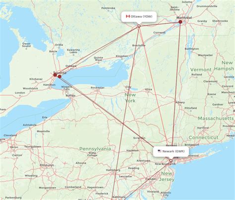 All Flight Routes From New York To Ottawa Ewr To Yow Flight Routes