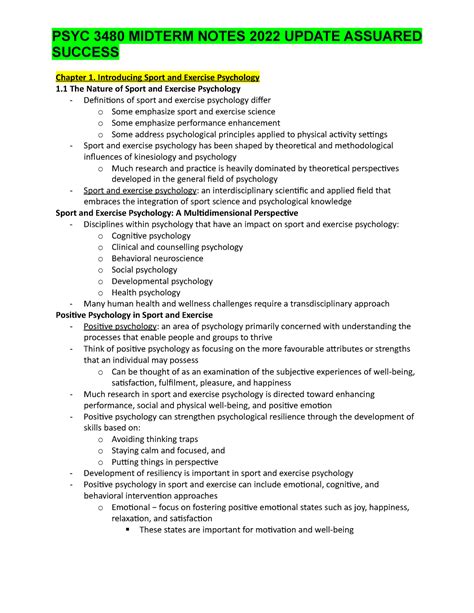 Psyc 3480 Midterm Notespdf Copy Success Chapter 1 Introducing