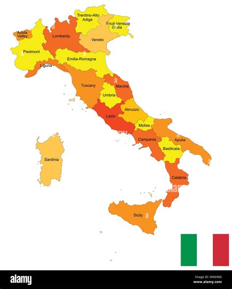 Carte Italie Administrative Banque Dimages Vectorielles Alamy