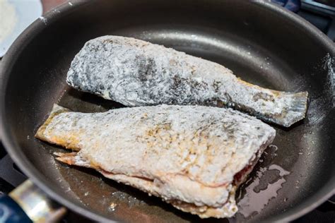 Fish With Flour Fried In Cooking Pan With Hot Oil Stock Image Image Of Indoors Indian