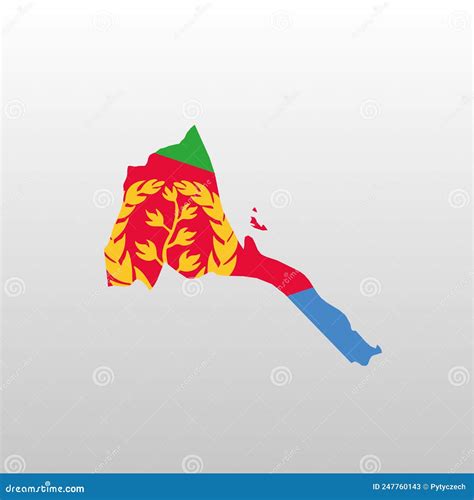 Eritrea National Flag In Country Map Silhouette Stock Vector