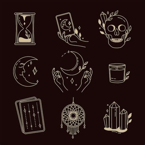 Premium Vector Magical Symbols Set Of Doodles Esoteric Boho Mystical