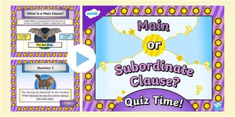 Ks Quick Quiz Main Or Subordinate Clause Powerpoint Ks