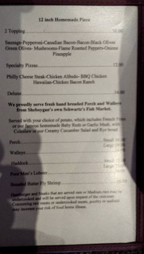 Menu At Dillys 7 Corners Pub Bar New Holstein