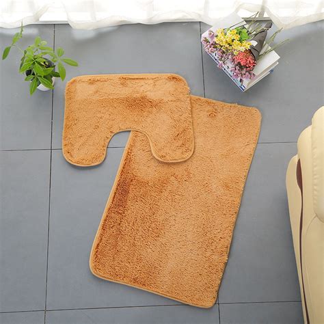 Jeashchat 3pc Solid Non Slip Soft Bath Rug Set For Bathroom U Shaped