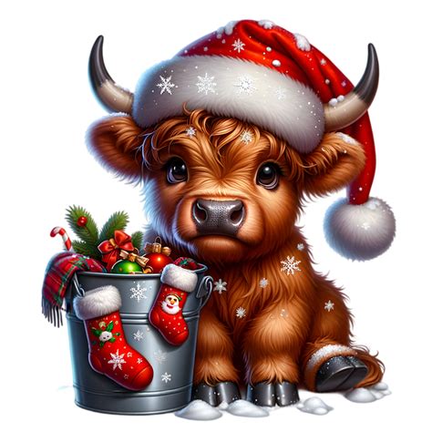 Download Christmas Cow Highland Cow Royalty Free Stock Illustration