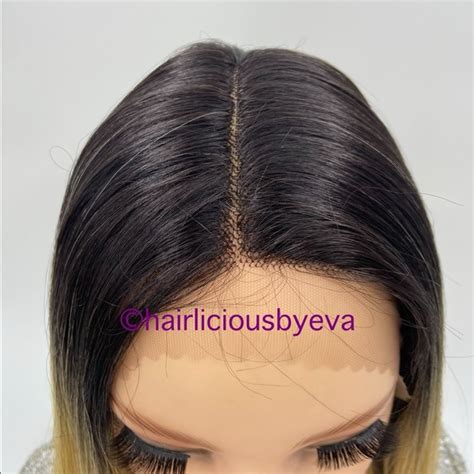 Hair Golden Blonde Wig Ombr Lace Front Middle Part Inch Long