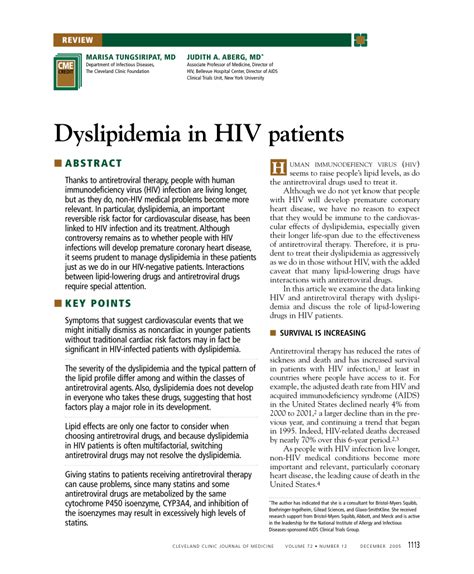 Pdf Dyslipidemia In Hiv Patients