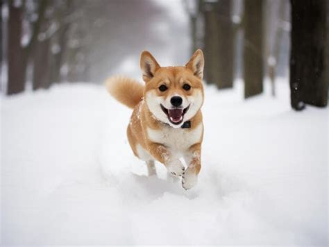 Premium AI Image | Happy dog running through the snow