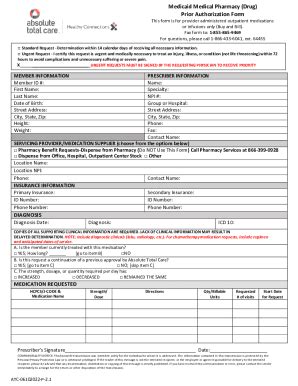 Fillable Online Medicaid Medical Pharmacy Drug Prior Authorization