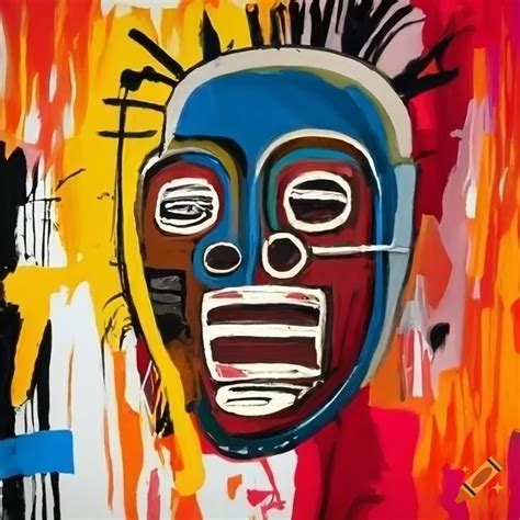 Jean Basquiat Inspired Painting Of African Masks On Craiyon