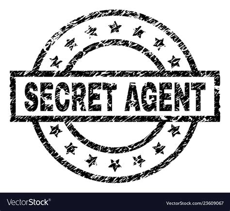 Scratched Textured Secret Agent Stamp Seal Vector Image